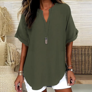 Émilie™ — Blouse fluide élégante au col ouvert