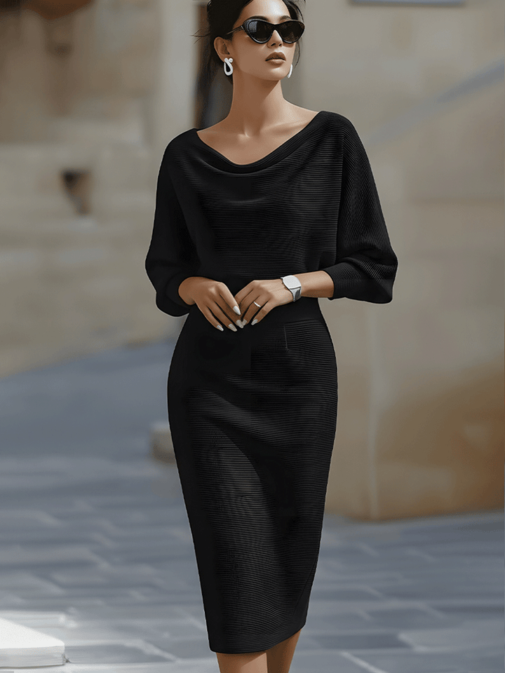 Clarisse™ — Robe midi drapée élégante intemporelle