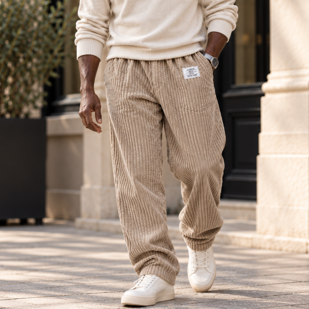 Laurent | Pantalon en velours côtelé à taille élastique