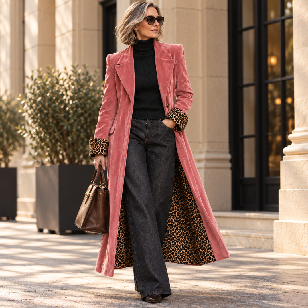 Madison | Manteau long en velours à la coupe tailleur