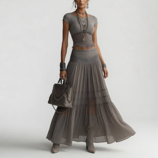 Griseline™ — Ensemble voile fluide gris poétique élégance éthérée
