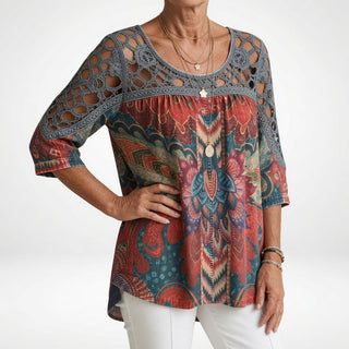 Zénaïde™ — Blouse imprimée ethnique bohème féminité naturelle