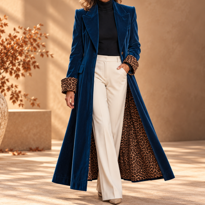 Madison | Manteau long en velours à la coupe tailleur