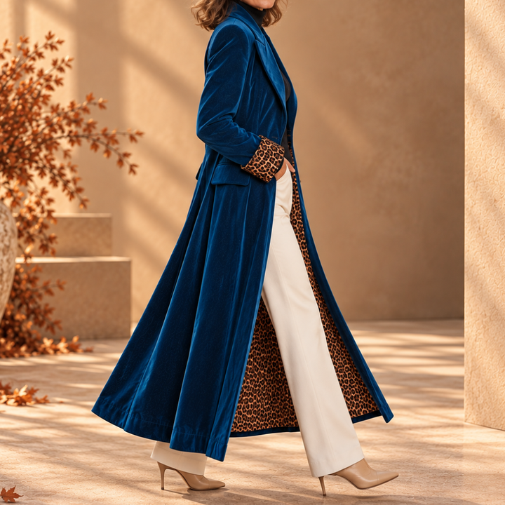 Madison | Manteau long en velours à la coupe tailleur