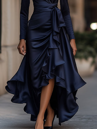 Mathilde™ — Robe portefeuille satinée élégance intemporelle