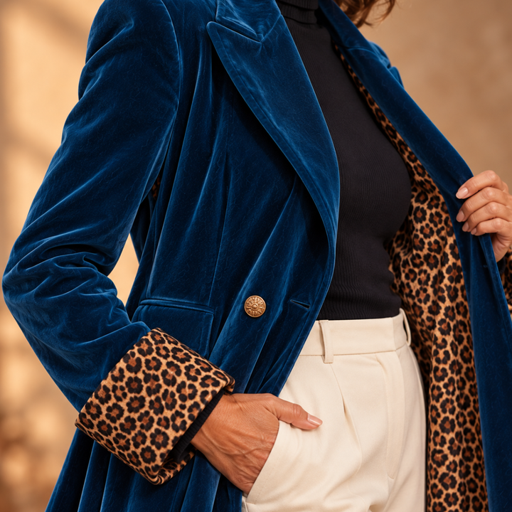 Madison | Manteau long en velours à la coupe tailleur