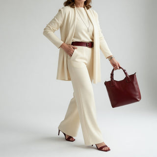 Élégantine™ — Ensemble trois pièces cardigan pantalon chic