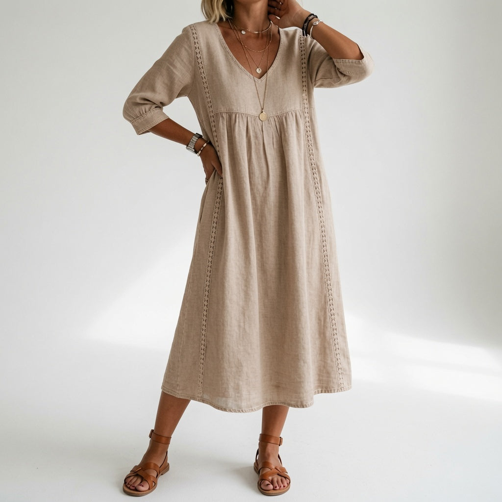 Éléonisse™ — Robe midi fluide élégance naturelle