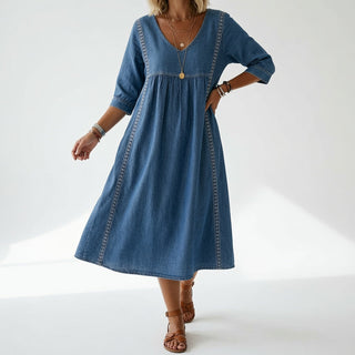 Éléonisse™ — Robe midi fluide élégance naturelle