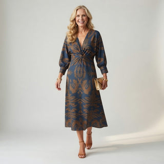 Hortense™ — Robe midi wrap imprimée élégante