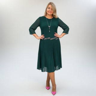 Christèle™ — Robe mi-longue plissée élégance sophistiquée