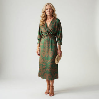 Hortense™ — Robe midi wrap imprimée élégante