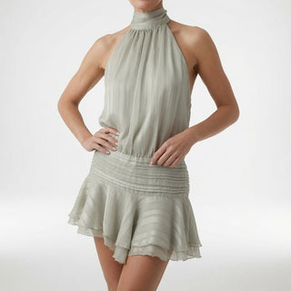 Halèche™ — Robe courte halter plissée taille smockée