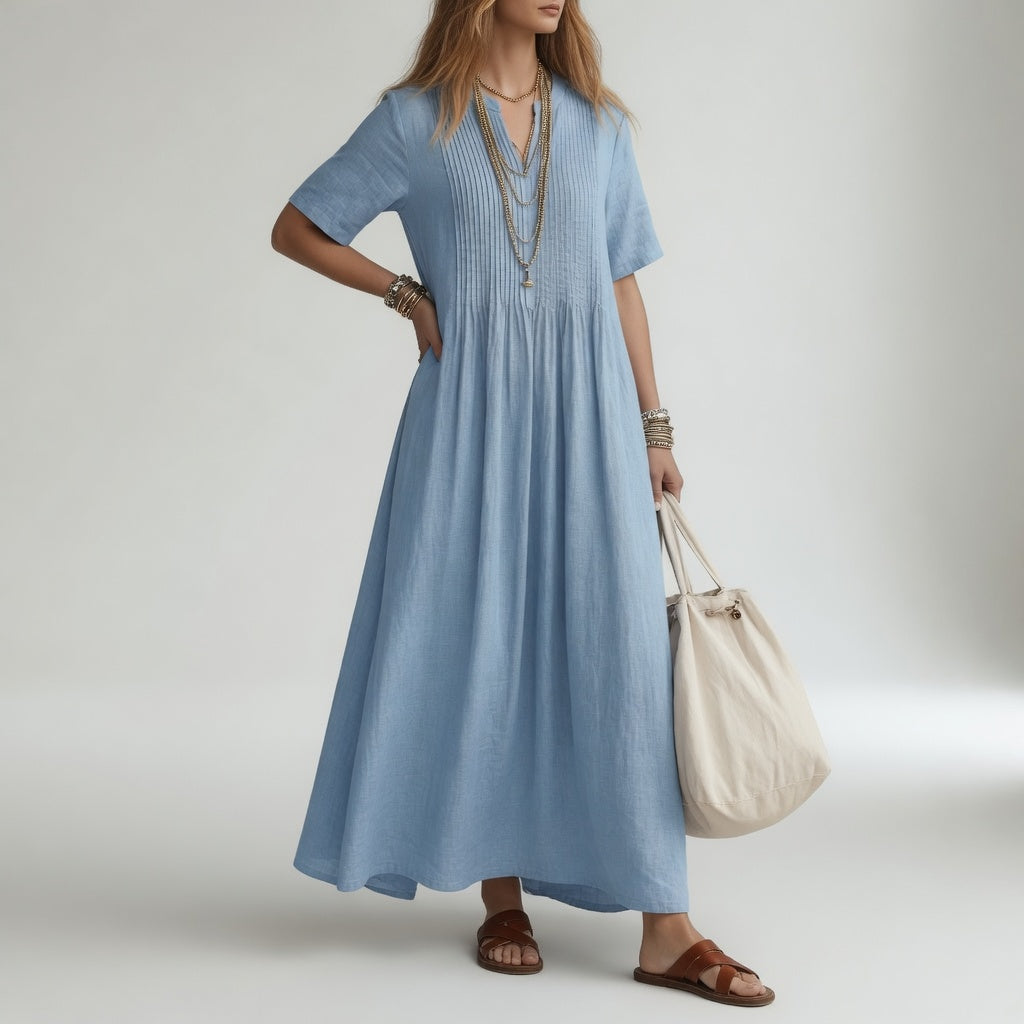 Pélagie™ — Robe longue coton col V liberté estivale