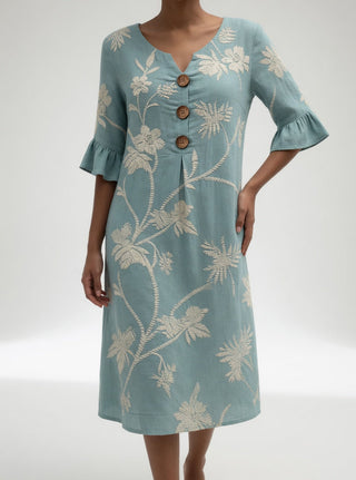 Lénora™ — Robe mi-longue florale liberté estivale