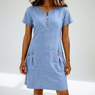 Célestelle™ — Robe courte 100% coton fraîcheur naturelle