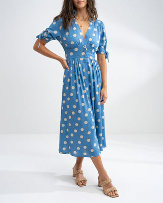 Clarisse™ — Robe midi à pois élégance naturelle