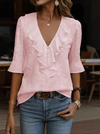 Isaline™ — Blouse élégante à volants au charme féminin