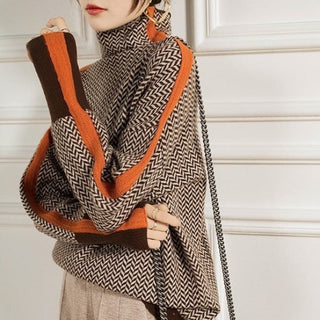 Clara™ | Pull à Col Roulé à Rayures Contrastées