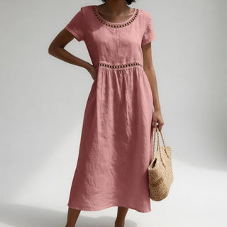 Pernelle™ || Robe mi-longue 100% coton brodée féminité douce