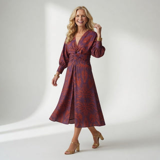 Hortense™ — Robe midi wrap imprimée élégante