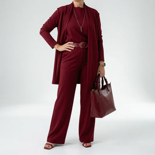 Élégantine™ — Ensemble trois pièces cardigan pantalon chic