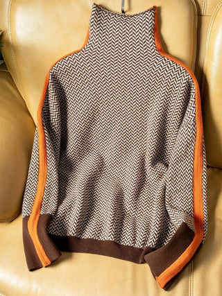 Clara™ | Pull à Col Roulé à Rayures Contrastées