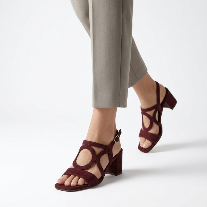 Urbéline™ — Sandale talon bloc slingback découpes boucle