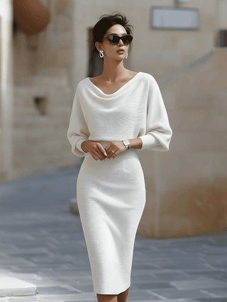 Clarisse™ — Robe midi drapée élégante intemporelle