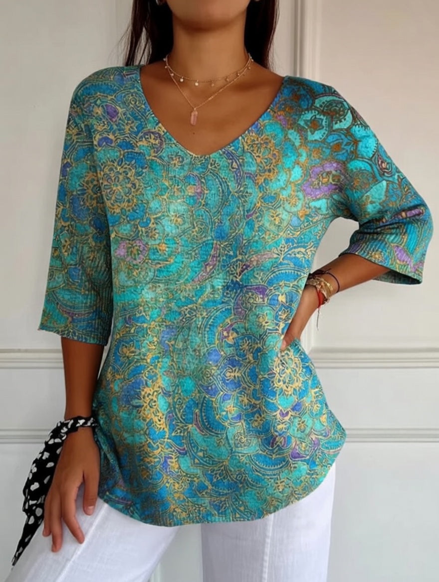 Bérangère™ - Blouse fluide élégante à imprimé raffiné