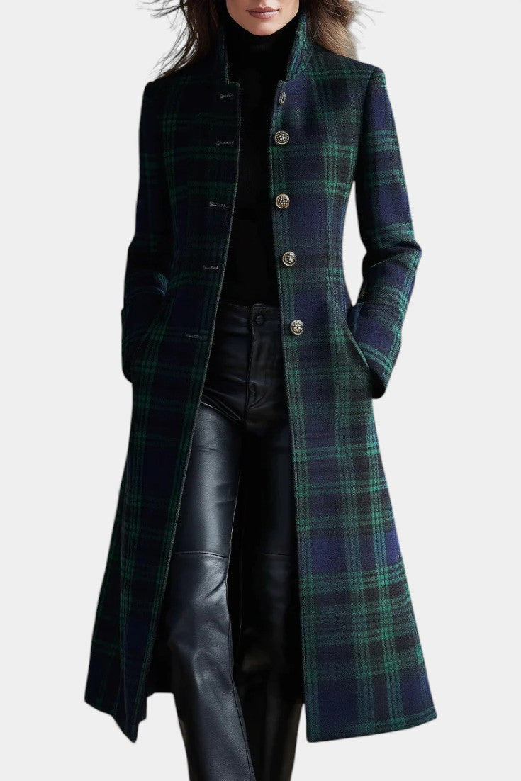 Madeleine™ — Manteau mi-long à carreaux élégant
